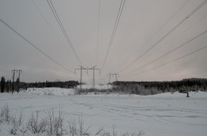 Powerlines make reindeer herding very difficult, these ones actually "sing" with electricity